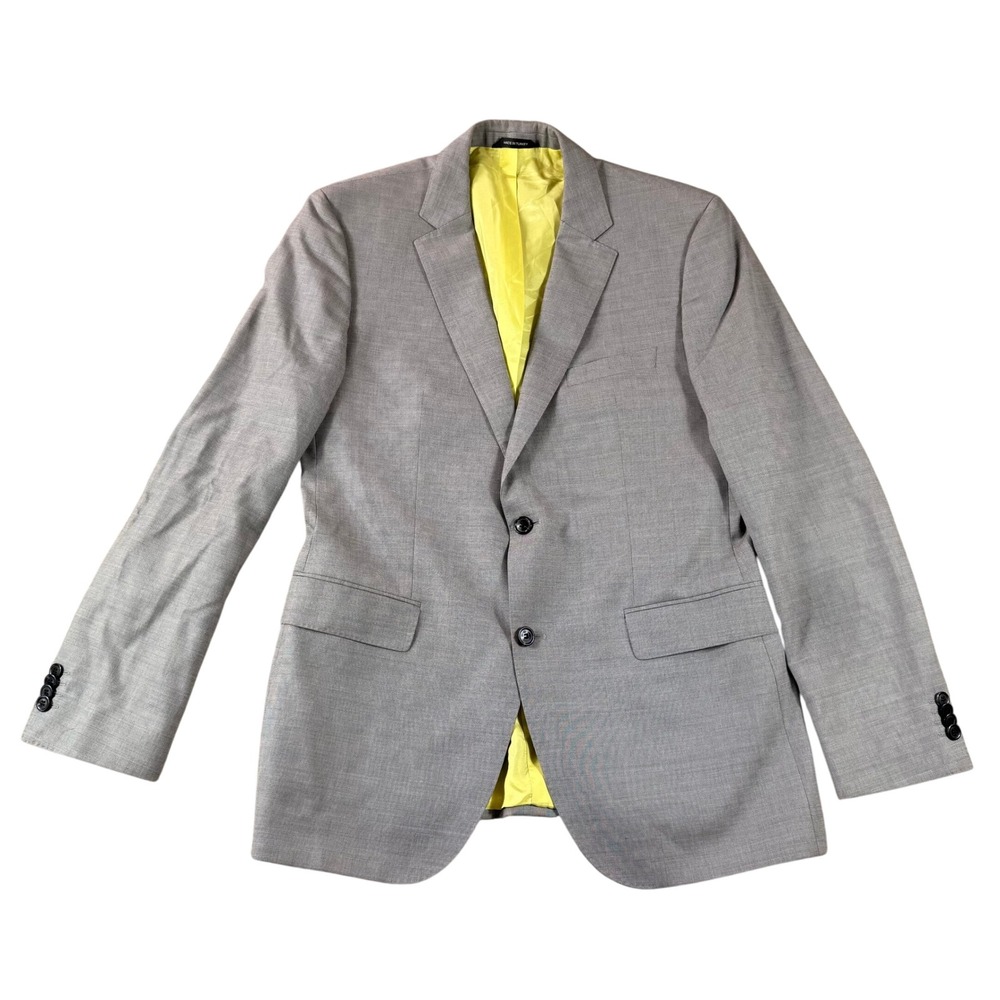 Hugo Boss The James1 Grey Wool Blazer‎ Yellow Lining Guabello Italy 42R Luxury